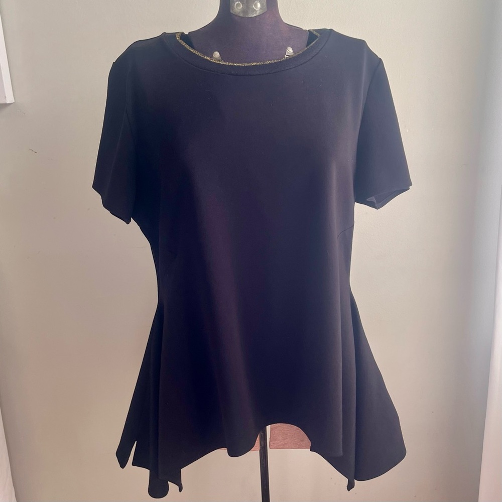 Donna Karan New York Black Asymmetrical Hem Top – XL